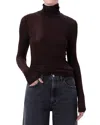 Agolde Pascale Turtleneck Top In Root In Burgundy