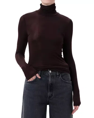Agolde Pascale Turtleneck Top In Root In Burgundy