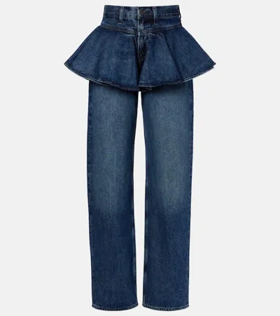 Agolde Peplum Straight Jeans In Blue