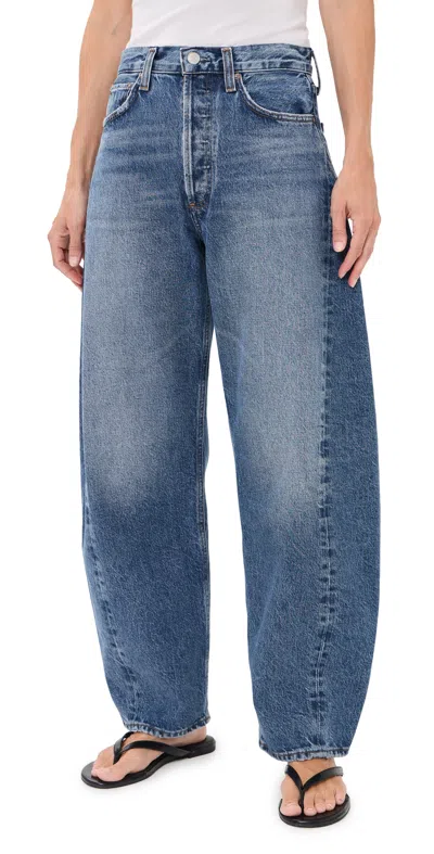 Agolde Petite Luna Pieced Jeans Logical In Blue