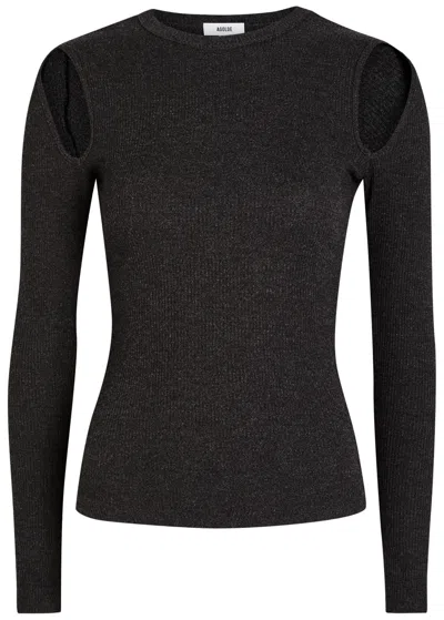 Agolde Pierce Cold Shoulder Knit Top In Brown