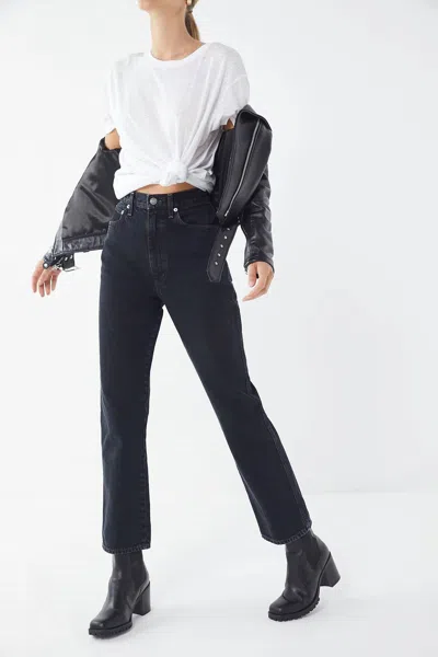 Agolde Pinch Waist High Rise Kick Jeans In Black