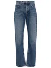 Agolde Wide-leg Faded Wash Denim Trousers With Five Pockets In Blue