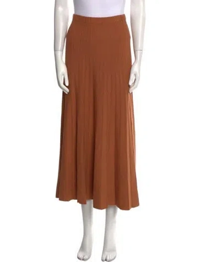 Pre-owned Agolde Pleated Accents Midi Length Skirt In Brown
