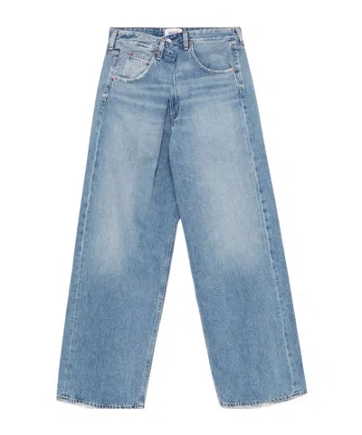 Agolde Pleated Detail Denim Trousers In Blue