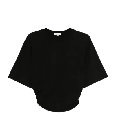 Agolde Pleated Detail T-shirt In Black
