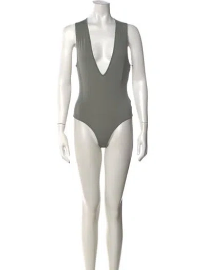 Pre-owned Agolde Plunge Neckline Sleeveless Bodysuit W/ Tags In Grey