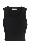 Agolde Poppy Cotton-blend Cropped Tank Top In Black