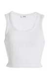 Agolde Poppy Cotton-blend Cropped Tank Top In White