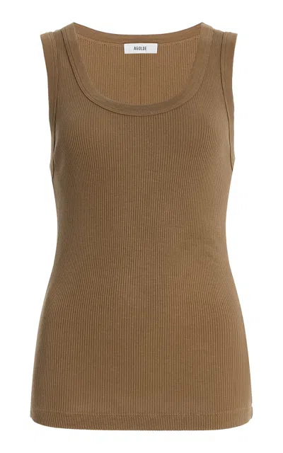 Agolde Poppy Cotton-blend Tank Top In Brown
