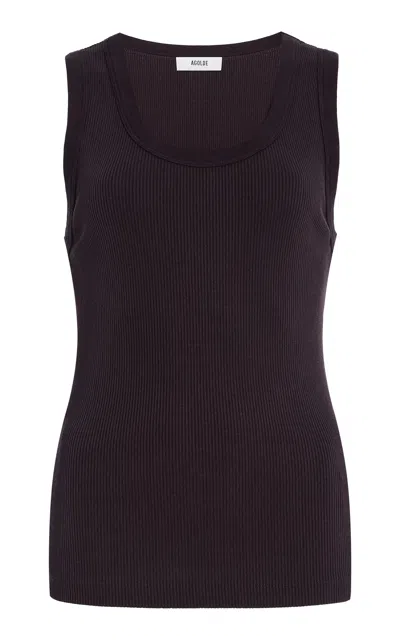 Agolde Poppy Cotton-blend Tank Top In Purple