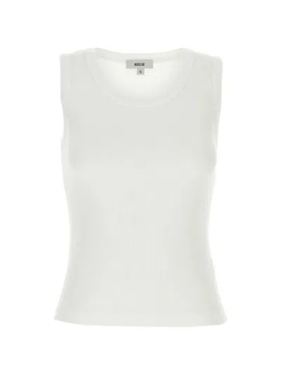 Agolde Poppy Fine-ribbed Tank Top In White