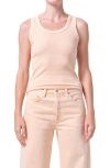 Agolde Poppy Rib Organic Cotton Blend Tank In Pink