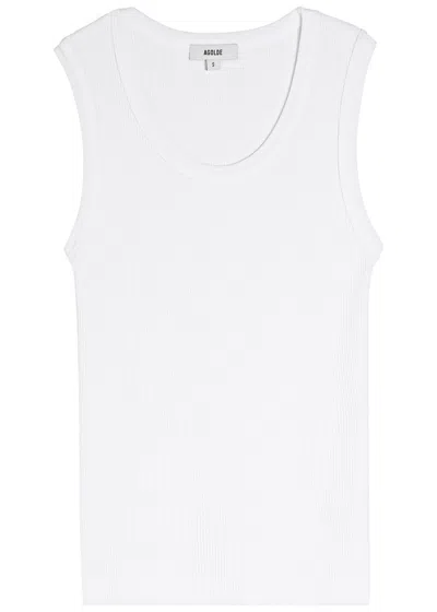 Agolde Poppy Ribbed Cotton-blend Tank In White