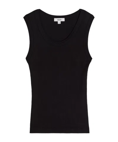 Agolde Poppy Ribbed Cotton-blend Tank In Black