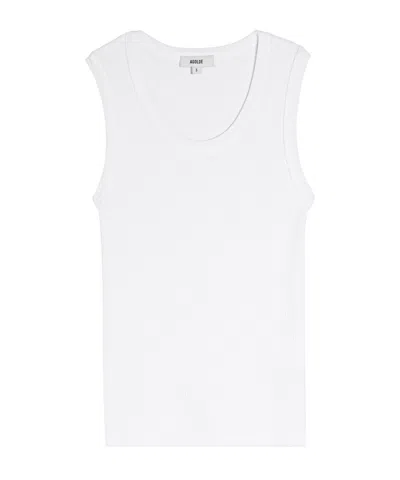 Agolde Poppy Ribbed Cotton-blend Tank In White