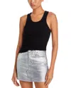 Agolde Poppy Ribbed Stretch Organic Cotton And Tencel-blend Jersey Tank In Black