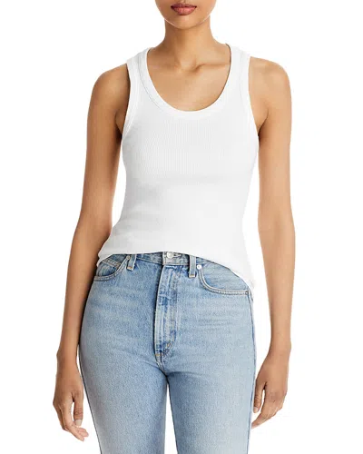 Agolde Poppy Ribbed Stretch Organic Cotton And Tencel-blend Jersey Tank In White