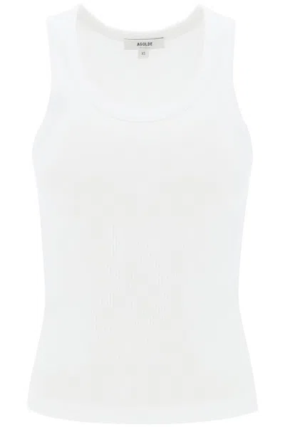 Agolde Poppy Organic Cotton-blend Tank Top In White