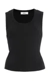 Agolde Binx Ribbed Stretch-lyocell And Organic Cotton-blend Tank In Black