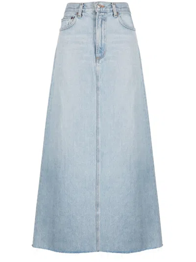 Agolde Pre Denim Maxi Skirt In Blue