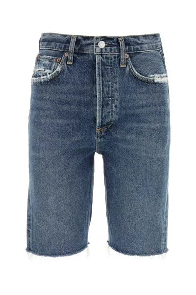 Agolde Precision Denim Bermuda Shorts In Blue