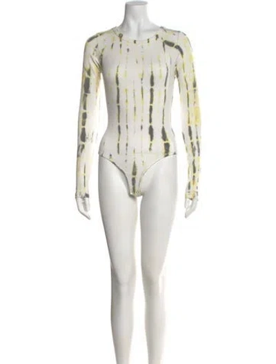 Pre-owned Agolde Printed Bateau Neckline Bodysuit In Yellow