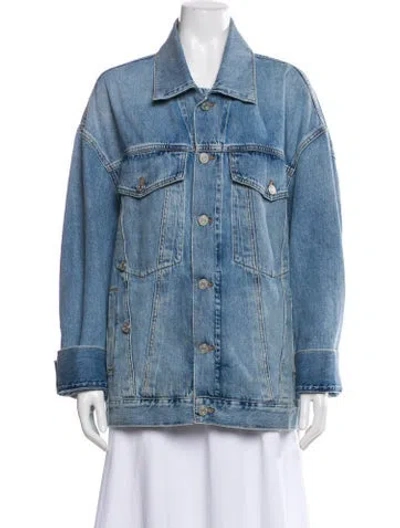 Pre-owned Agolde Printed Denim Jacket In Blue