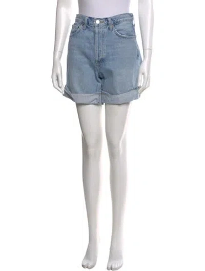 Pre-owned Agolde Printed Mini Shorts In Blue