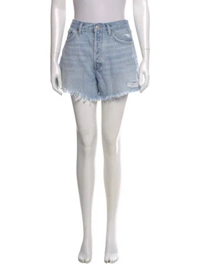 Pre-owned Agolde Printed Mini Shorts In Blue