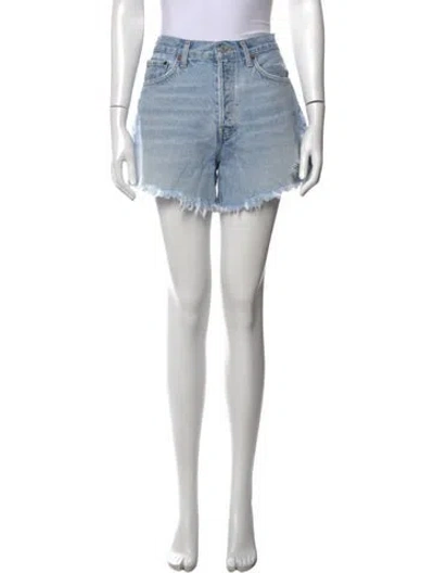 Pre-owned Agolde Printed Mini Shorts In Blue