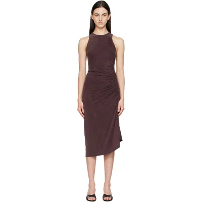 Agolde Anya Ruched Asymmetric Dress In Brown