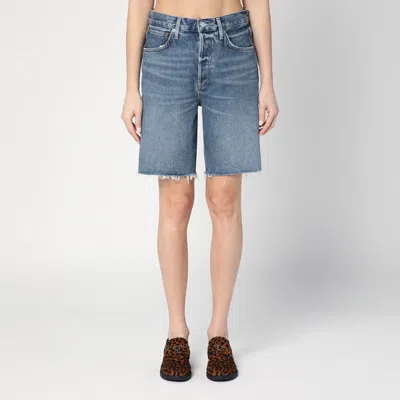 AGOLDE AGOLDE RAW-CUT BLUE DENIM SHORTS