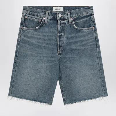 Agolde Raw-cut Blue Denim Shorts