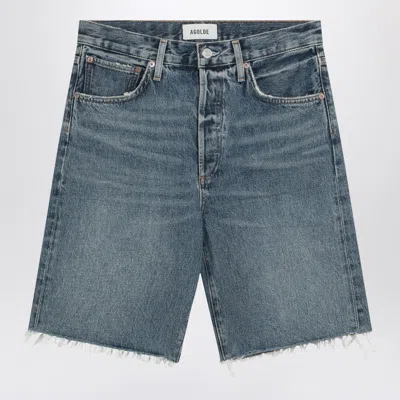 Agolde Raw-cut Denim Shorts In Blue