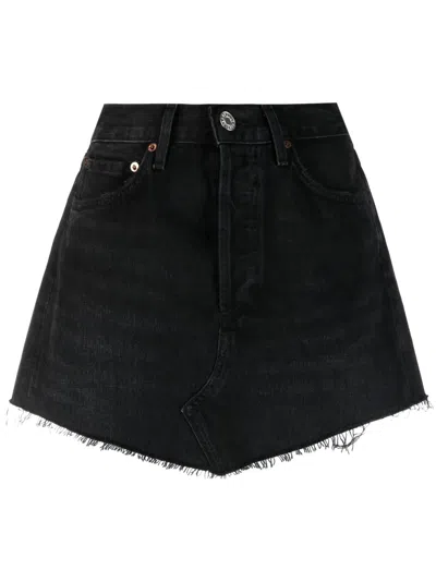 Agolde Black Parker Denim Miniskirt