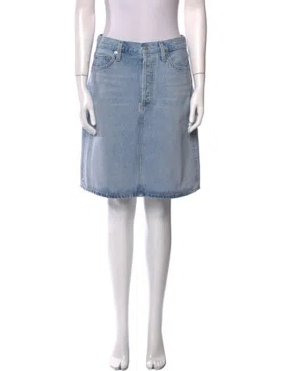 Pre-owned Agolde Raw-edge Trim Knee-length Skirt In Blue