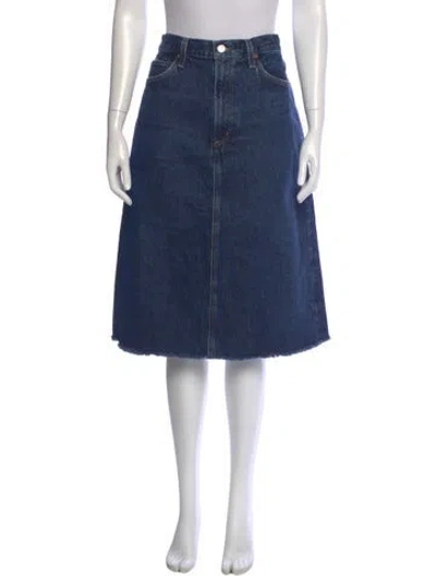 Pre-owned Agolde Raw-edge Trim Knee-length Skirt In Blue