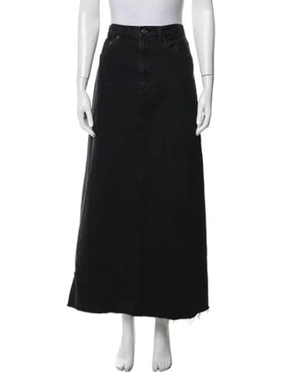 Pre-owned Agolde Raw-edge Trim Long Skirt In Black