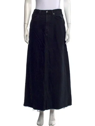 Pre-owned Agolde Raw-edge Trim Long Skirt In Black