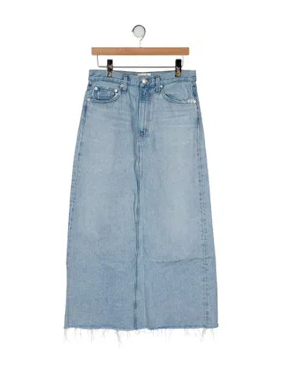 Pre-owned Agolde Raw-edge Trim Long Skirt In Blue