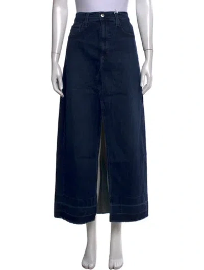 Pre-owned Agolde Raw-edge Trim Long Skirt In Blue