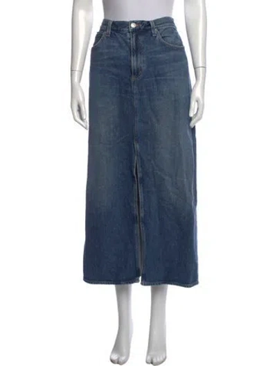Pre-owned Agolde Raw-edge Trim Long Skirt In Blue