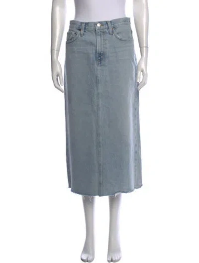 Pre-owned Agolde Raw-edge Trim Long Skirt In Blue