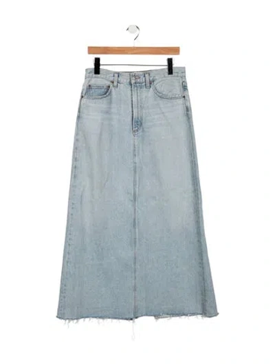 Pre-owned Agolde Raw-edge Trim Long Skirt In Blue