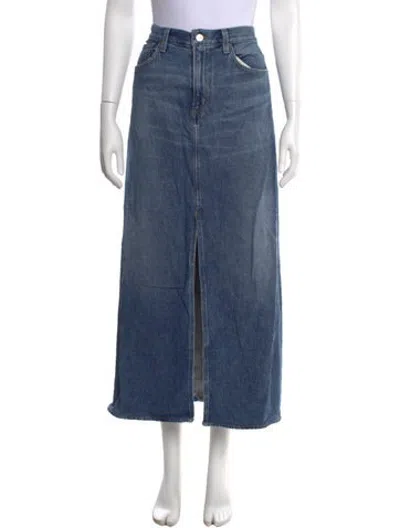 Pre-owned Agolde Raw-edge Trim Long Skirt In Blue