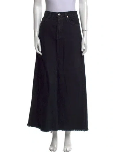 Pre-owned Agolde Raw-edge Trim Midi Length Skirt In Black