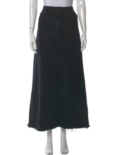 Pre-owned Agolde Raw-edge Trim Midi Length Skirt In Black
