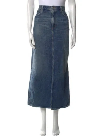 Pre-owned Agolde Raw-edge Trim Midi Length Skirt In Blue