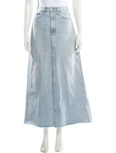 Pre-owned Agolde Raw-edge Trim Midi Length Skirt In Blue